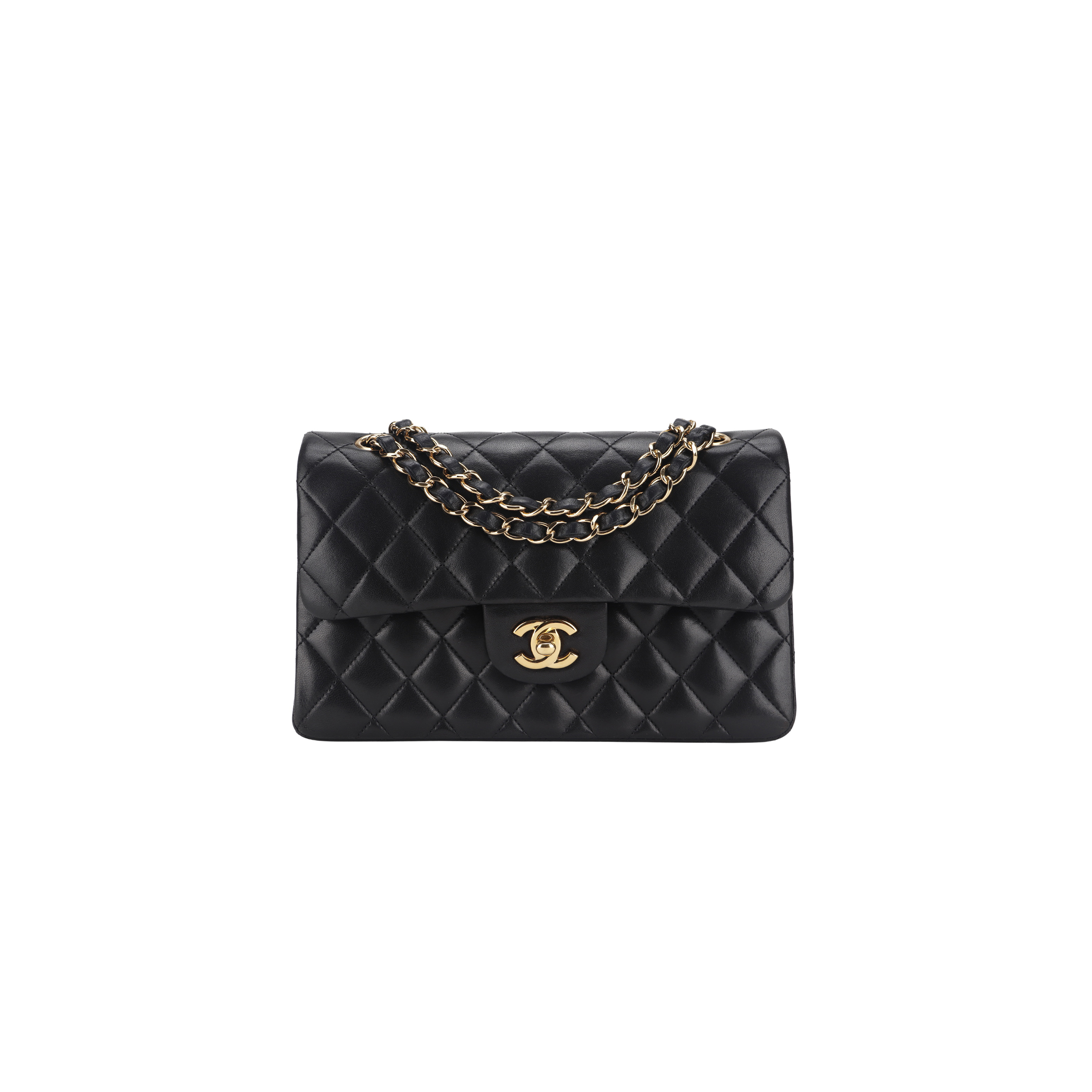 CHANEL LAMBSKIN CLASSIC FLAP SMALL BLACK A01113  (23*14.5*6cm)